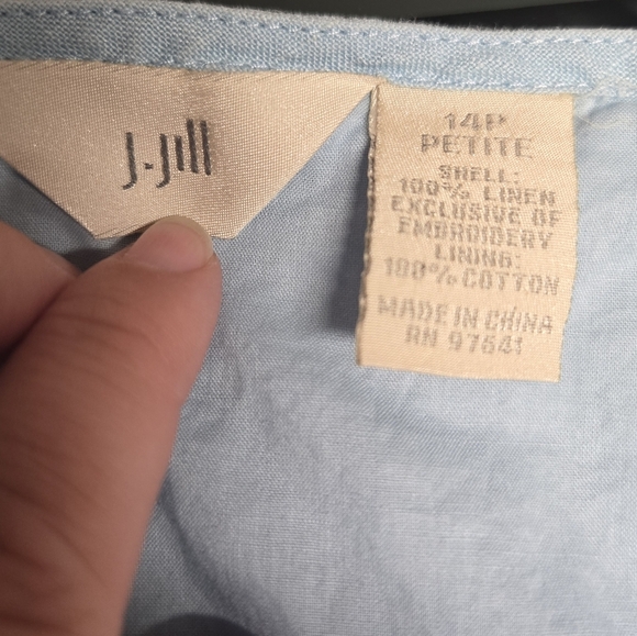 J Jill Linen Maxi Dress Blue Sleeveless  Size 14 Petite Women's - Picture 4 of 4